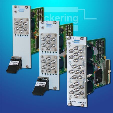 PXI Microwave Multiplexer Upgrade (40-784A) supports one, two, or three microwave multiplexers and the multiplexers can be ordered as either 4 or 6-way. 