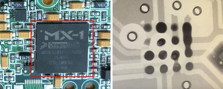 A board seeming to be fine actually has the problems of insufficient solder and solder bridge.