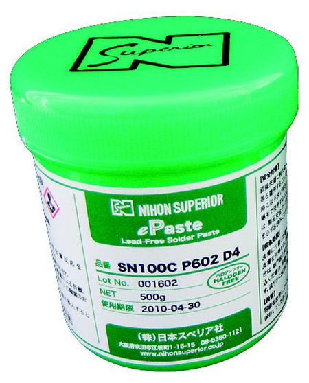 SN100C P602 is a halogen-free, high-reliability, no-clean lead-free solder paste that does not contain F, Cl, Br and I.