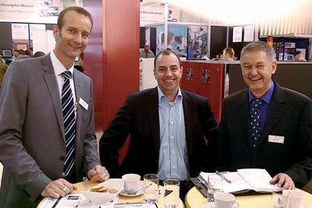 From left to right: Torsten Pelzer, Vice President of Sales, Europe at Viscom AG, Roman Henn, Managing Director at Mosca Elektronik und Antriebstechnik GmbH, and Rudolf Kappel, Systems for Electronics Production, Viscom Representative