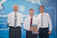 From left: Dr. Claus Jessen (Head Product Supply / Festo), Andreas Gimmer (Managing Director / Würth Elektronik) and Peter Beil (Head of Global Purchasing / Festo) at the handover of the Festo Elite Supplier Award 2012
