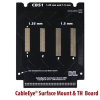 The CB51, sold without connectors, contains four sets of 60 solder pads accommodating numerous configurations of surface mount and TH connectors – aligned or staggered pins at 1.25mmm and 1.5mm pitch.