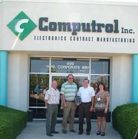 From left to right: Randy Smith, Computrol Materials Manager; Charlie Scott, Computrol President ; David Mudrow, Jedcor; Tara Quinn, Computrol Purchasing Manager.