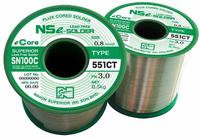 SN100C (551CT) fluxed-cored solder wire combines the benefits of a eutectic lead-free alloy with a robust, high-temperature capable cored flux for high-speed sequential soldering.